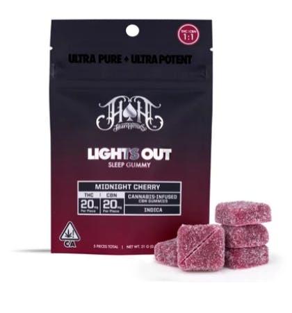 Heavy Hitters - Lights Out - Midnight Cherry Gummies - 100mg THC / 100mg CBN