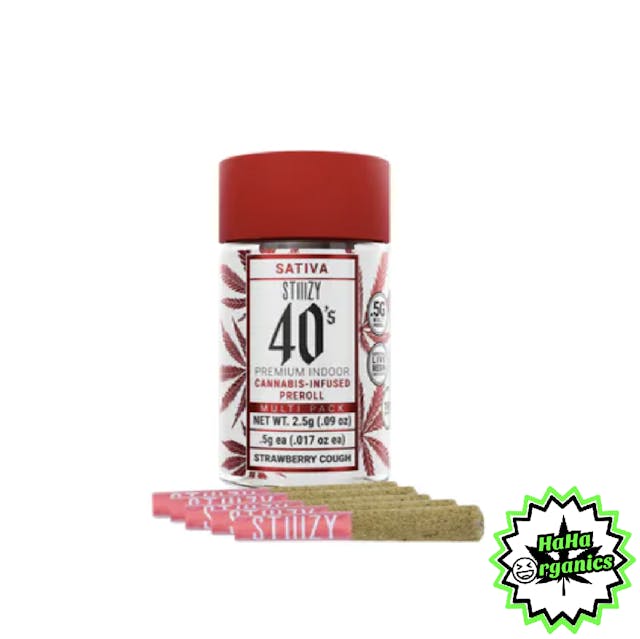 5 Pack (0.5g ea) Infused 40's Preroll - Strawberry Cough - 40.57% - 40.57%