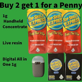 Top Shelf 1g Buy 2 get 1 for .01 Handheld Concentrate - 1g